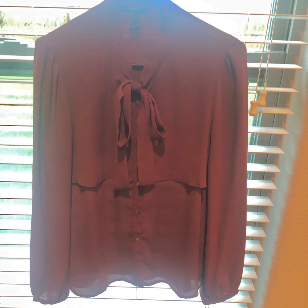 Brown Tie Front Work Top